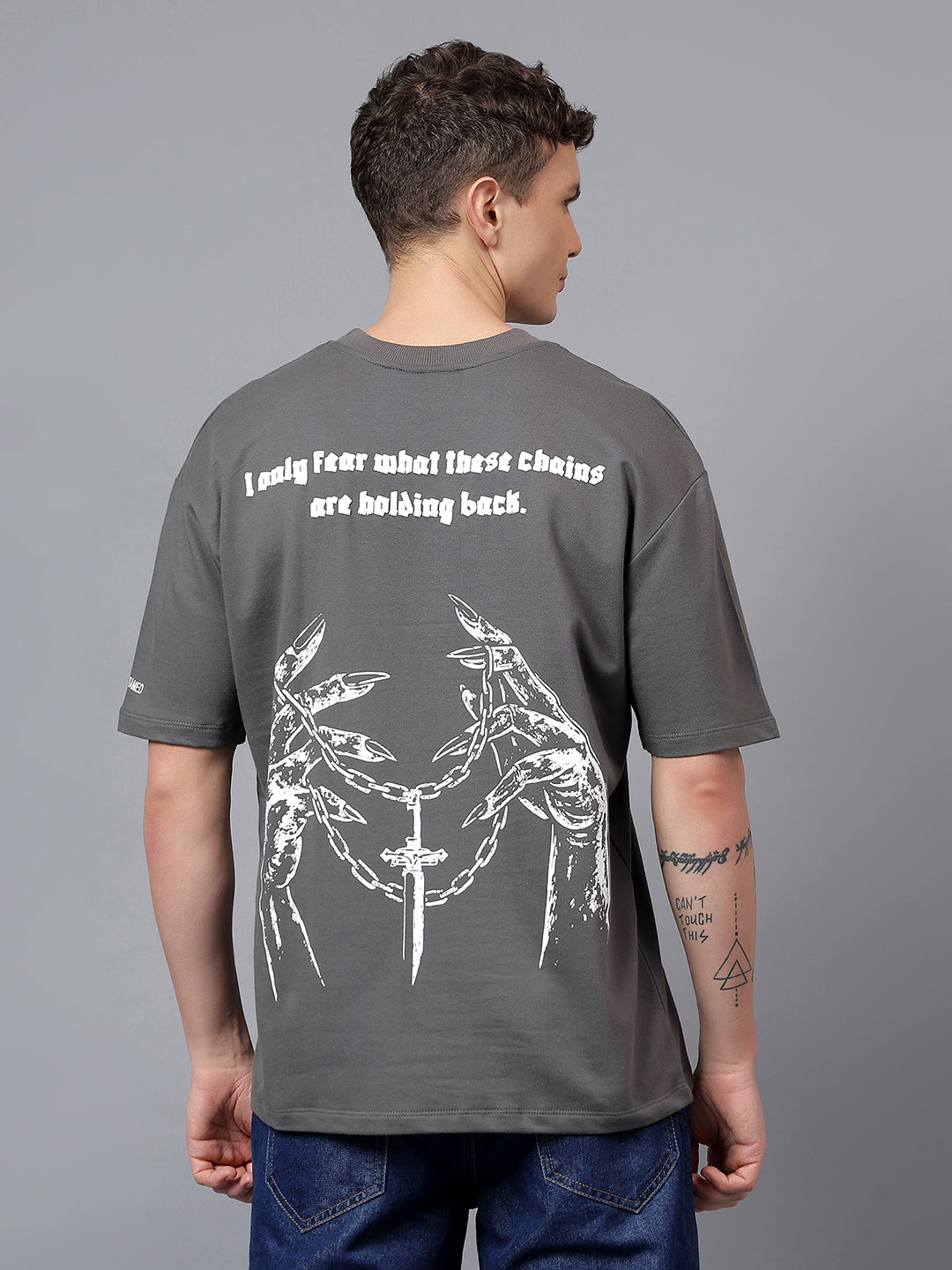 CHAINED RAGE -  Grey oversized tee