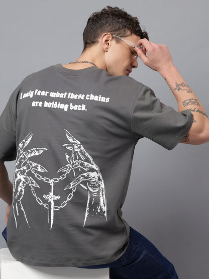 CHAINED RAGE -  Grey oversized tee