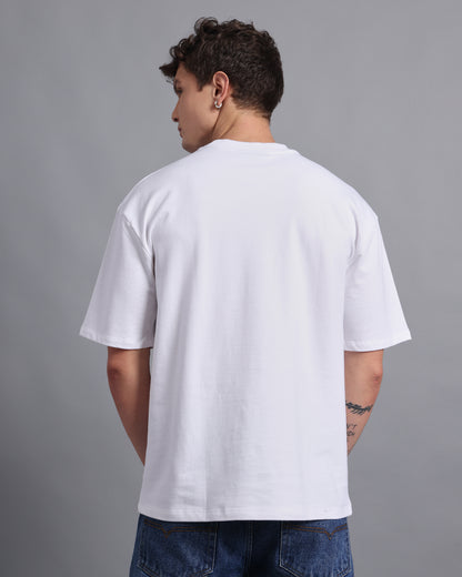 "TAMED BEYOND?"- white oversized tee